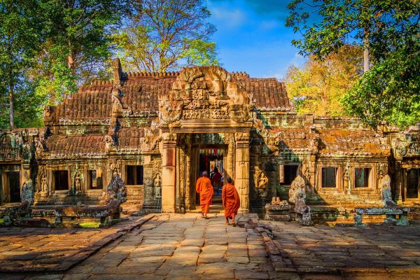 Mönchen in Angkor Wat, Kambodscha