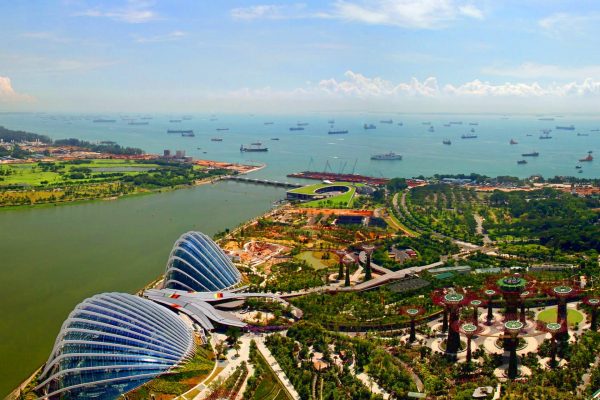 Blick vom Marina Bay Sands, Singapur
