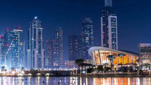 Dubai Opera abends, Vereinigte Arabische Emirate