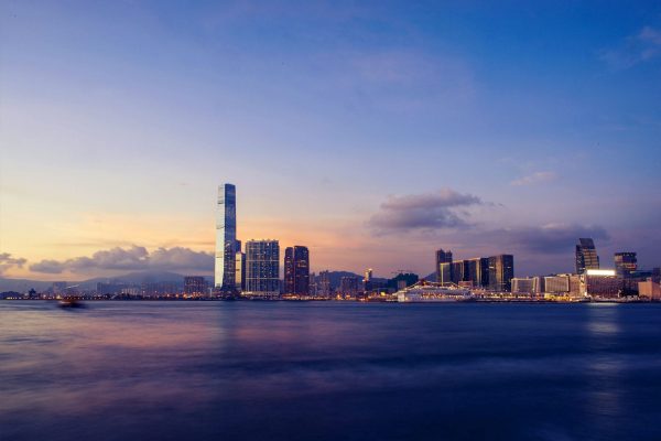 Hongkong Skyline beim Sonnenuntergang