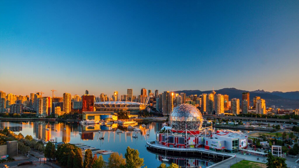 Science World und Stadion, Vancouver, Kanada